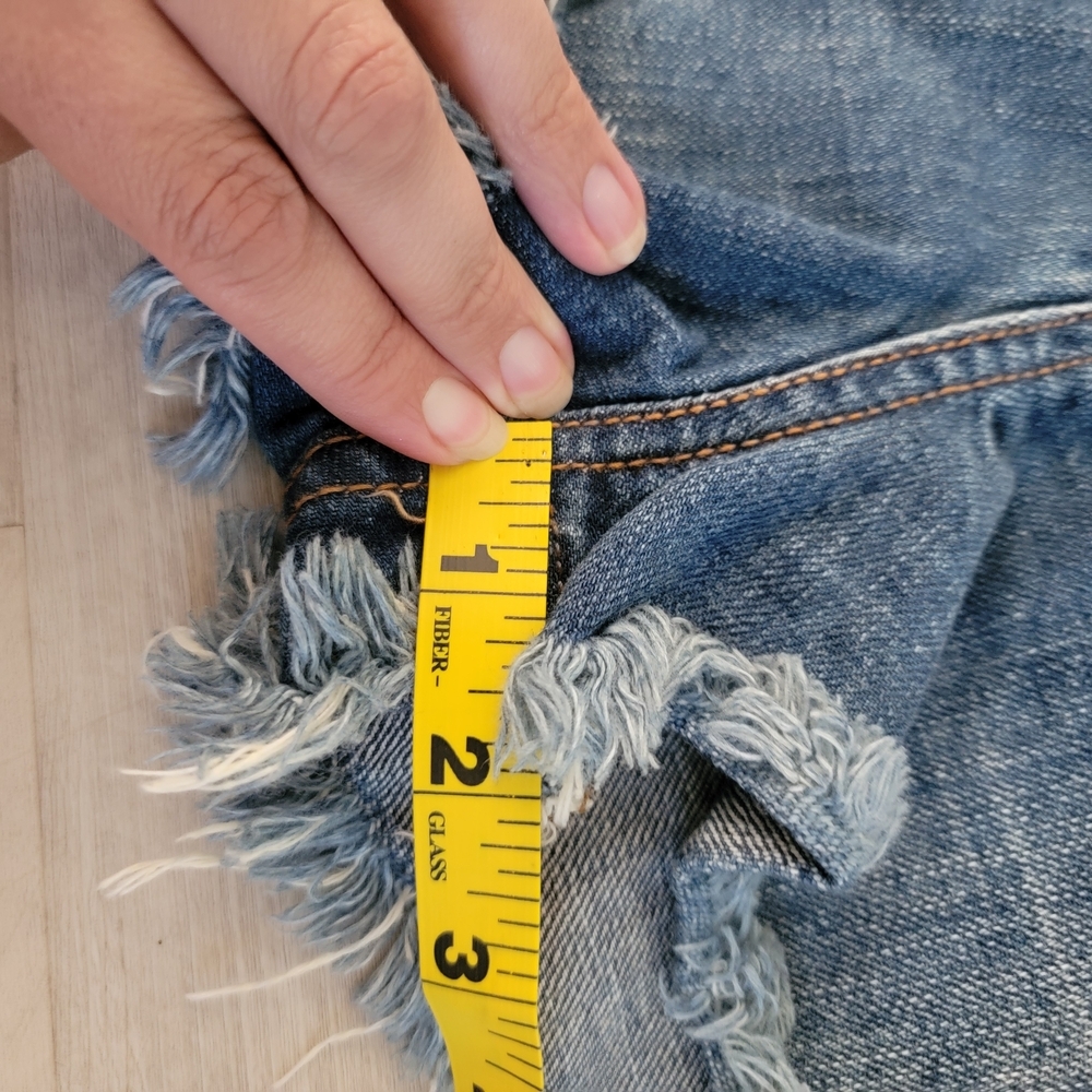 Free People Blue Distressed Jean Shorts - Picture 8 of 9